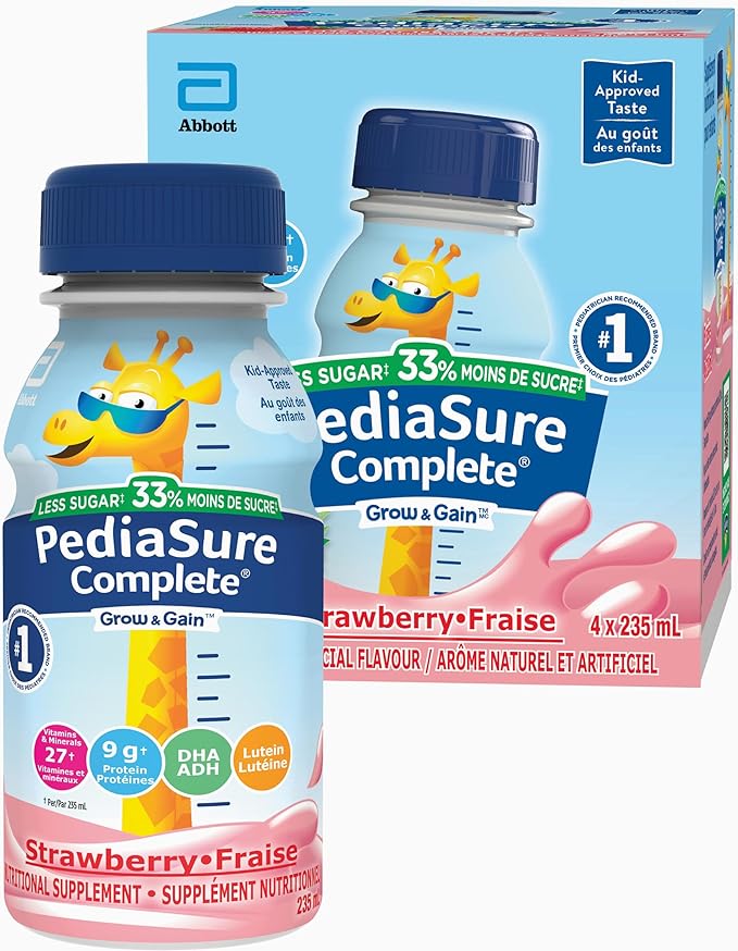 PediaSure Complete, supplément nutritionnel, 4 x 235 mL, fraise