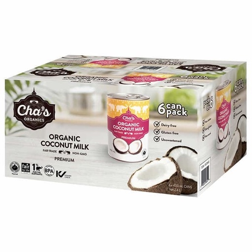 Lait de coco organic biologique supérieur, Paquet de 6 x 400 ml