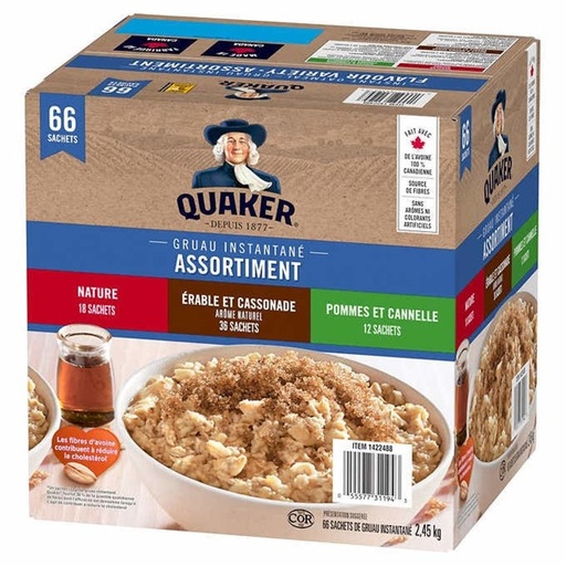 Quaker - Gruau rapide, 3 variétés de saveurs, 2,45 kg