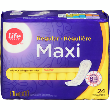SERVIETTE HYGIÉNIQUE MAXI REGULIÉRE T1 24 PIÉCES
